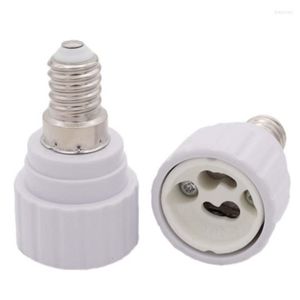 Lamph￥llare White E14 till GU10 Ceramic Base LED Light Holder Converter Skruvlampa Socket Adapter Sparande Halogen PBT