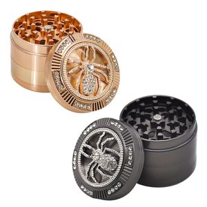 Diamond Animal Smoking Herb Grinders 4 Piece Spider Frog Skull Leaf Metal Tobacco Shredder Hand Grinder 52mm