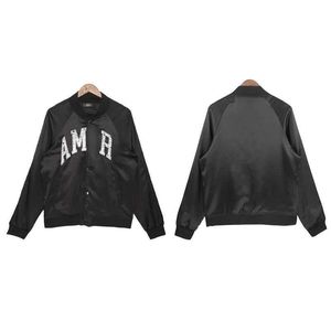 Am designer baseball jacket autumn letter embroidery men's coat button long sleeve fashion women's crew neck top