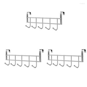 Hooks 3X Over The Door 5 Home Bathroom Organizer Rack Clothes Coat Hat Towel Hanger Stainless Steel Good Load-Bearing