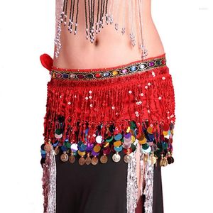 Stage Wear Women Belly Dance Waist Belt Adult Sexy Sequin Tassel Hip Wrap Chain Rhinestones Dancewear Costume