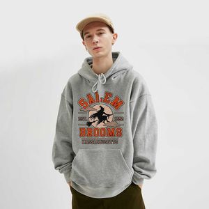 Erkek Hoodies Sweatshirts Cadılar Bayramı Cadı Salem Süpürge Erkekler İçin Büyük Boy Hoodie Street Trailtsits Erkek Kapşonlu Sweatshirts Punk Erkek Giyim T221008