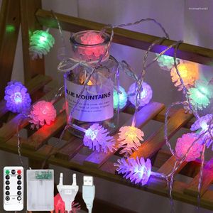 Strängar LED Pine Cones Garland String Lights Festival Christmas Wedding Fairy Bedroom Lamp Chain Living Room Party Outdoor Decorations