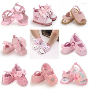 First Walkers 0-18M Fashion Born Pink Baby Shoes Non-slip Cloth Bottom For Girls Elegant Breathable Leisure Walking