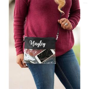 Cosmetic Bags Personalized Stadium Bag Clear Purse Custom Name Monogrammed Wedding Birthday Party Gifts Clutch