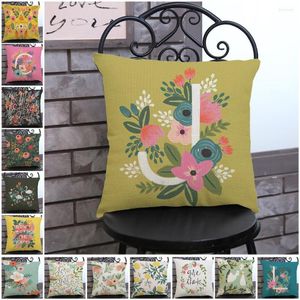 Cuscino Fiore Lettera Stile Decorazione domestica Federa Pittura Fiori Stampato Cotone Lino Divano Cuscini Cojines 45 45 cm