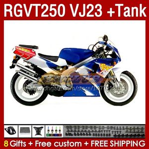 Tanque de carenagens completas para Suzuki RGV250 VJ23 SAPC RGV-250CC RGVT-250 1997 1998 Bodyworks 161NO.86 RGV-250 RGVT250 97 98 RGVT RGV 250CC 250 CC 97-98 Estoque de Kit Blue Kit