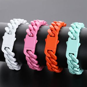 13 mm Hip Hop Kolor stali nierdzewnej kubańskie łańcuch Bracelet Bransoletki miłośnik sportowej bransoletki