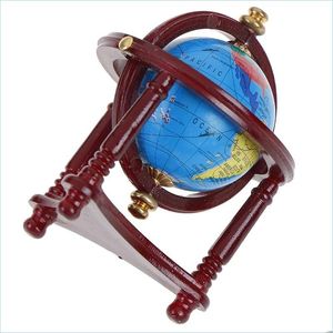 Other Household Sundries 1 12 Miniature Dollhouse Rolling Globe With Wood Stand Study Livingroom Bedroom Reading Room Furniture Drop Dh1Ab