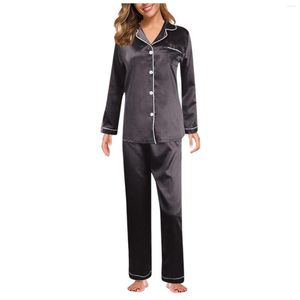 Hemkläder Kvinnor Satin Pyjamas Pyjamas Set Sleepwear Pijama Par Suit Female Sleep Two Piece Men Plus Size Loungewear #T1G