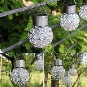 Solar LED Hanging Light Lantern Waterproof Hollow Out Ball Lamp för utomhus trädgårdsgård uteplats wzpi