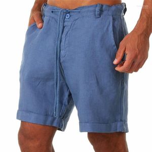 Pantaloncini da uomo 2022 Estate Lino Casual Ad asciugatura rapida Traspirante Beach Street Fashion Pantaloni con coulisse a 5 punti