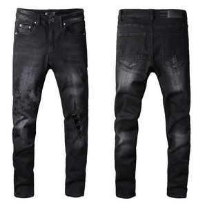 Mens Jeans Designer Skinny Black Rip Letter Angel Print Rock Denim Slim Fit Paint Splatter For Man Pants Embroider Biker n￶d rakt