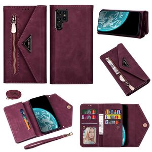 Crossbody Chain Flip Envelope Handyhüllen für Samsung Galaxy S22 Ultra S21 Plus S20 S21FE S20FE Note20 Note10 Pro A13 5G A33 A53 A73 A22 Seil Geldbörse Brieftasche Halterung Shell