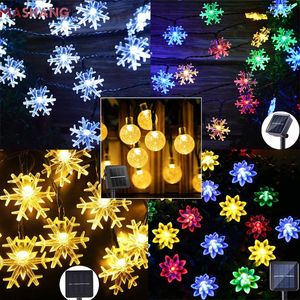 Strings Snowflakes Outdoor Led Solar String Lights Christmas Decor Lamp Party Chain Light Patio Fairy Garden Accessories