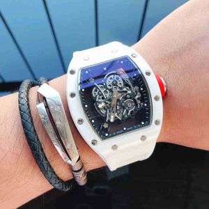 Luxury Mens Mechanical Watch 2022 Biała ceramiczna automatyczna wydrążona na świeżym taśmie Spersonalizowane wodoodporne szwajcarskie zegarek