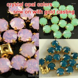 Perlen Hochwertige Chatons 4mm 5mm 6mm 7mm mit Goldfassung Rosa Blau Grün Opal Aufnäher Strasssteine DIY Kleiderherstellung