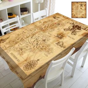 Table Cloth Vintage Old Paper Pirate Treasure Map Kitchen Dining Decor Grunge Tablecloth For Party Rectangle Square