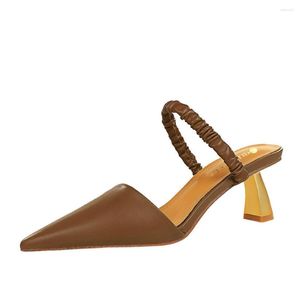 Slippers BIGTREE Shoes 2022 Kitten Heels Women Pumps Pointed Toe High Designer Summer Sandals Ladies