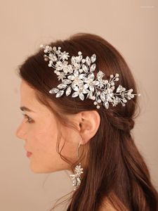 Headpieces Fashion Pearl Crystal Rhinestone Alloy Flower Brud Bodband Handgjorda bröllop Hårtillbehör Brud Huvudstycke Party Prom Tiara