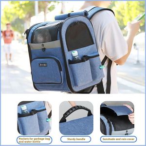 Dog Car Seat Covers Carrier Bag Pet Double Shoulder Backpack Sturdy Frame Breathable Foldable Doors Fits 20 Lbs Pets Travel Set