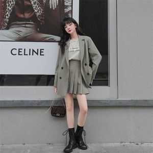 Two Piece Dress Small Suit Female Korean Spring and Autumn Jacket Pleated Skirt Two piece College Style Student 221010