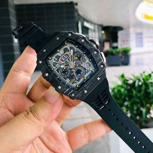 2022 Carbon Fiber Mens Automatic Mechanical Watch Multifunctional Calendar Personalized Fashion Trend Waterproof