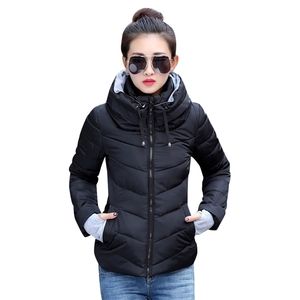 Women Down Parkas Winter Jacket Ubranie damskie parkas zagęszcza się odzież wierzchnią stałe płaszcze krótkie slim bawełniane bawełniane podstawowe topy Hiver 221010