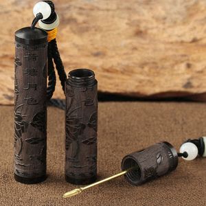 Cool Pattern Smoking Natural Wooden Hand Rope Dry Herb Tobacco Snuff Snorter Sniffer Bottle Wood Stash Case Dabber Spoon Scoop Cigarette Pipes Snuffer Holder