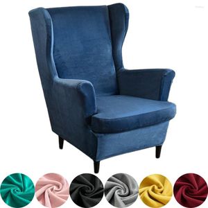 Chair Covers 2Pcs/Set Plush Velvet Stretch Wingback Sofa Slipcover Elastic Wing Slipcovers All-inclusive Cover