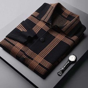 Blusas Masculinas Estilo Inglaterra Personalidade Listras Bolso Cardigan Masculino Marca da Moda Outono Estilista Casaco de Malha Cor Emenda G221010