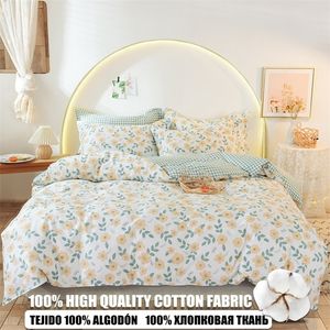 Bedding sets 100% Cotton Bedding Set Duvet Cover Pillowcases Breathable Skinfriendly Freshing Floral Style 16 Sizes 221010