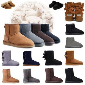 2023 Over The Knee Boots Slipper Winter Classic Keep Warm Women Mini Half GS U5854 Snow Boot Full Fur Fluffy Satin Ankle Boots Booties Slippers