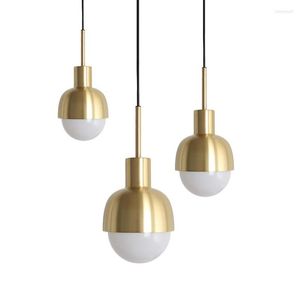 Pendant Lamps Nordic Wrought Iron Lights Post-Modern Gold Metal Shade Creative Suspension Luminaire For Cafe Restaurant Bar Lighting