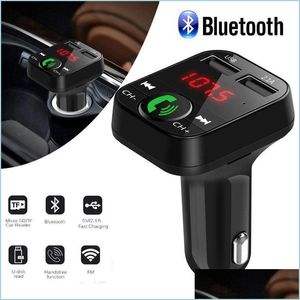 Bluetooth Car Kit Car Kit Hands Wireless Bluetooth FM Sändare LCD MP3 Player USB Charger 2.1A Tillbehör Modator Drop Delivery 2 Dhuyu