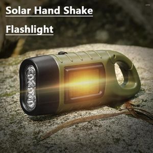Zaklampen fakkels led fakkel noodhand crank dynamo mini zonne -zonne voor camping wandellicht oplaadbare lamp