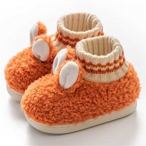 Boots 2021 New Winter Children's Slippers Warm Plush Cute Rabbit Pattern Baby Home Soft Toddler Girls Shoes L221011