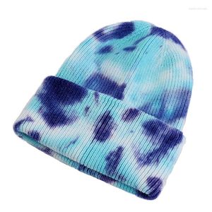 Berets unisex cool zima mężczyźni kobiety gradient krawat bar barwnik czapka czapki czapki akrylowe rozciąganie dzianin sport wiatroof ciepły krótka czapka melonowa r80