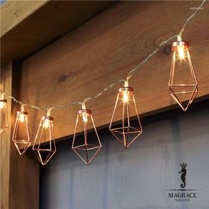 Strings Novelty LED Fairy Lights 10 Metal Rose Gold String Light Battery Operated For Christmas Festival Party Wedding Home Decoration