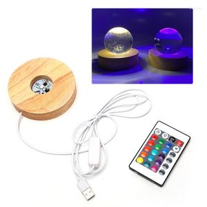 Lamph￥llare hartsharts Display Wood LED Justerbar bas 7 f￤rger RGB Vase Light with Remote Control DIY Night