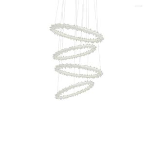 Kolye lambaları Nordic K9 Kristal Yüzük Avizesi Modern Basit Led Oturma Odası Yatak Odası Yemek Dekor Fikstür Sıcak Beyaz Işık Çizim Lamba