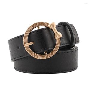 Belts Women PU Leather Belt Alloy Round Pin Buckle Waist Fashion Designer Brand Strap Waistband For Female Trouser Dress