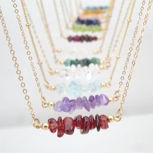 Fashion Jewelry Natural Stones Pendant Necklace Crystal Amethyst Stone Beads Choker Necklaces Jewellry for Women Girls