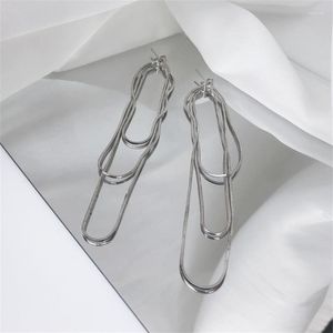 Dangle Earrings Vintage Silver Long Thread Tassel Drop For Women Glossy Geometric Earring Fashion Jewelry Daily Collocation Accessories