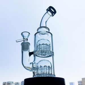 Fartyg till sj￶ss 12 Arms Tree Perc Hookahs 8 tum Mini Glass Bongs Double Trees Percolator Vattenr￶r Sm￥ dabbriggar med 14 mm Joint Bowl Thick Base Bong