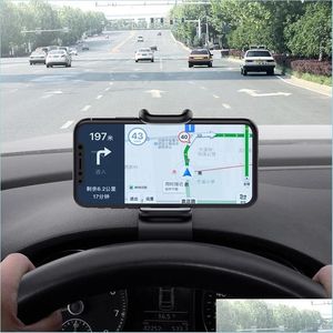 Bilhållare Dashboard Biltelefon Holder Easy Clip Mount Stand GPS Displayfäststöd för 8 X Drop Leverans 2022 Mobiler Motorcykel DHVLD