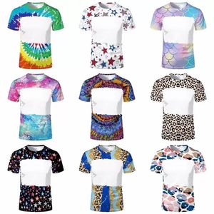 New Favor 31 Patterns Sublimation Blank Leopard Bleached Shirts Heat Transfer Printed 95% Polyester T-Shirts for Adult and Children 1011
