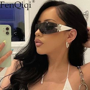 2022 Punk Sports Y2k Star Sunglasses Women Designer Sun Glasses for Men UV400 Goggles Shades One Piece Oculos De Sol Feminino