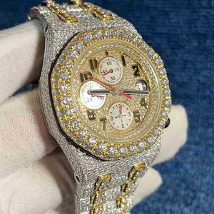 2023 New Version ston Watch Gold&Sier PASS TT Mens VVS diamonds top quality Automatic ETA movement Luxury Iced Out 2-Tone