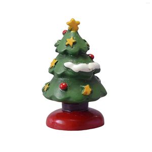 Noel Dekorasyonları Mini Ağaç Masaüstü Süs Retro Reçine Masa Masası El Boyalı Minyatür Zanaat DIY